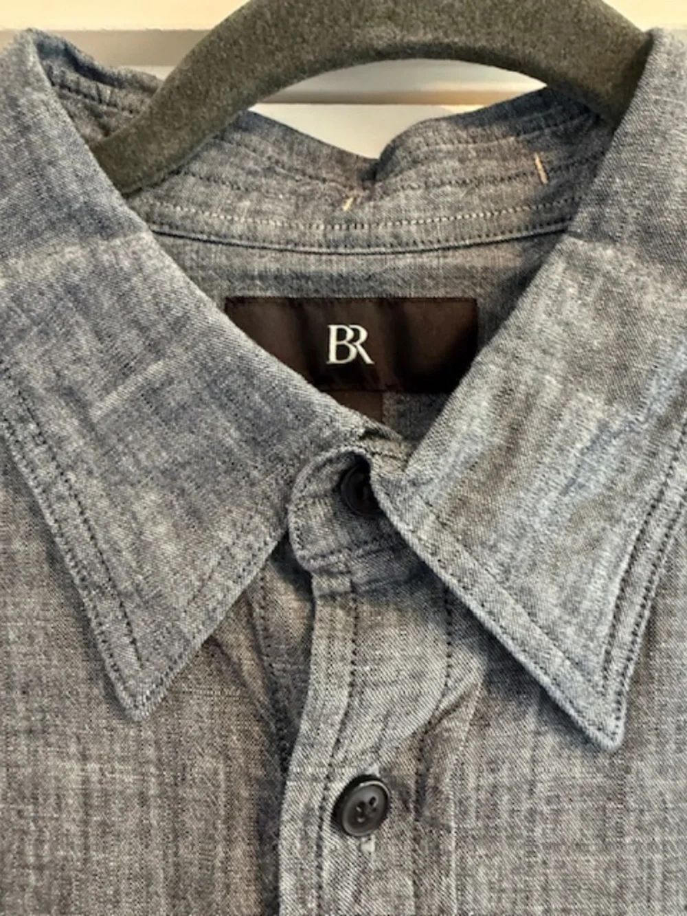 Banana Republic Men Large Standard Fit Cotton Charcoal Gray Shirt EUC